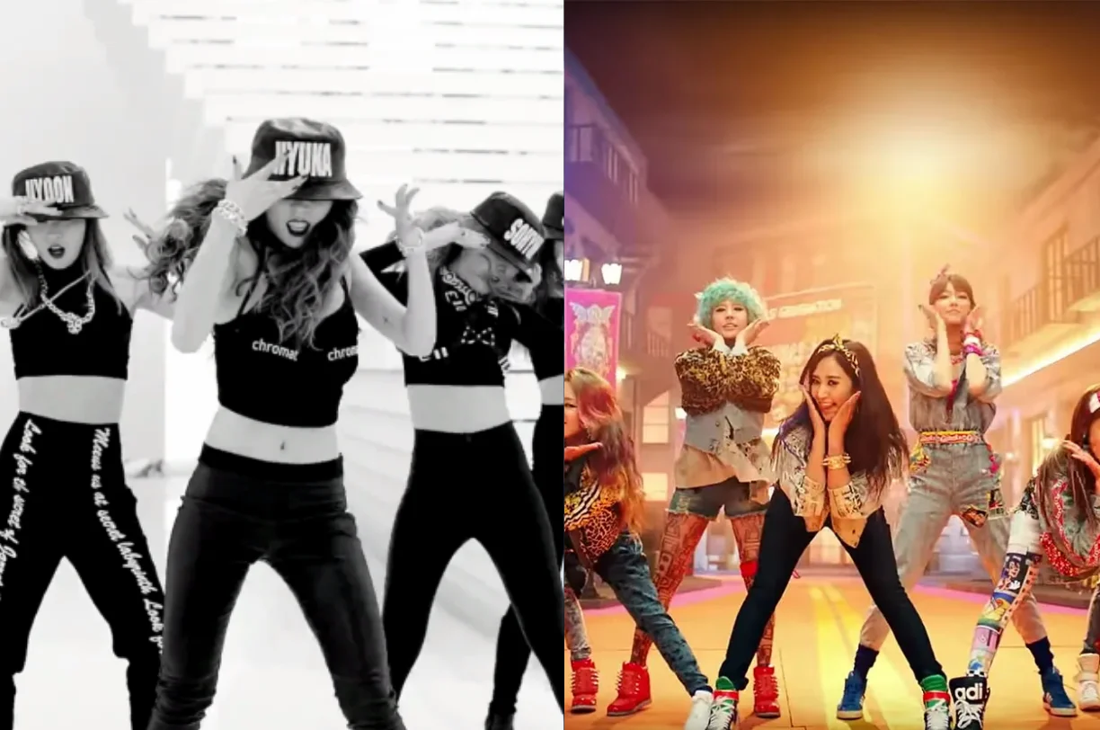 Imagens dos MV "Crazy (esquerda)" e "I Got a Boy (direita)"