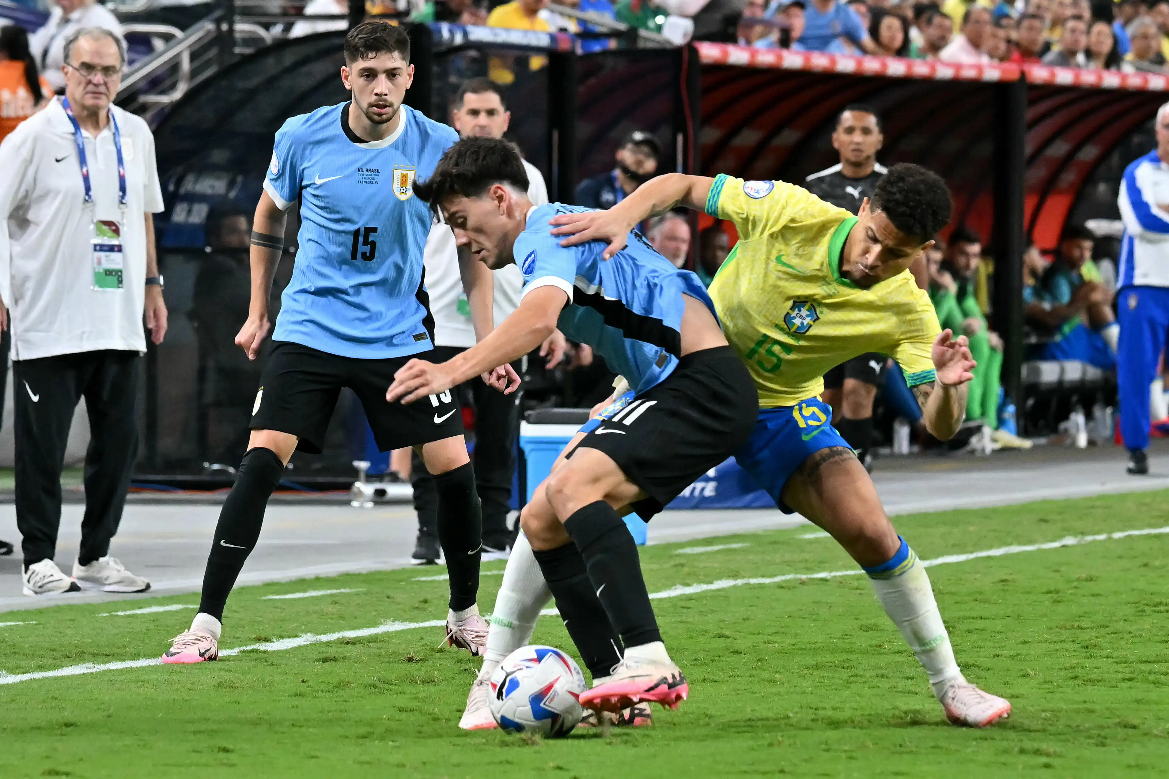 Imagem do jogo entre Uruguai x Brasil pelas quartas de final da Copa América 2024