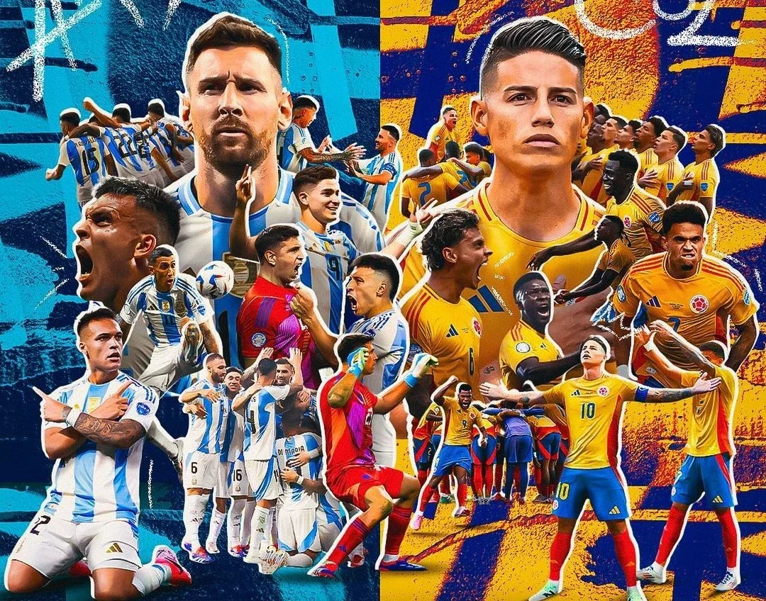 Imagem de arte da final da Copa América 2024: Argentina x Colômbia