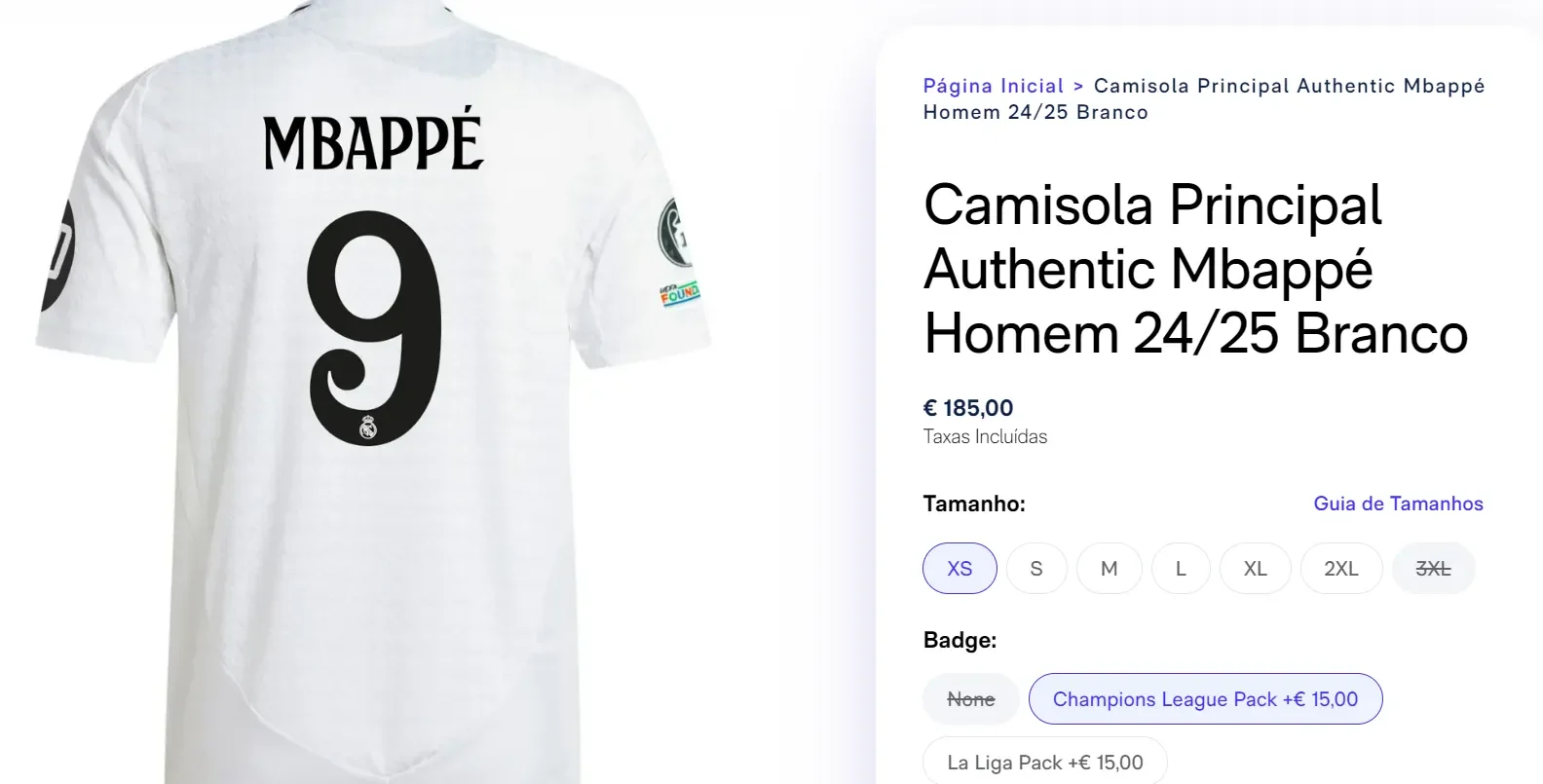 Reprodução / Loja oficial do Real Madrid