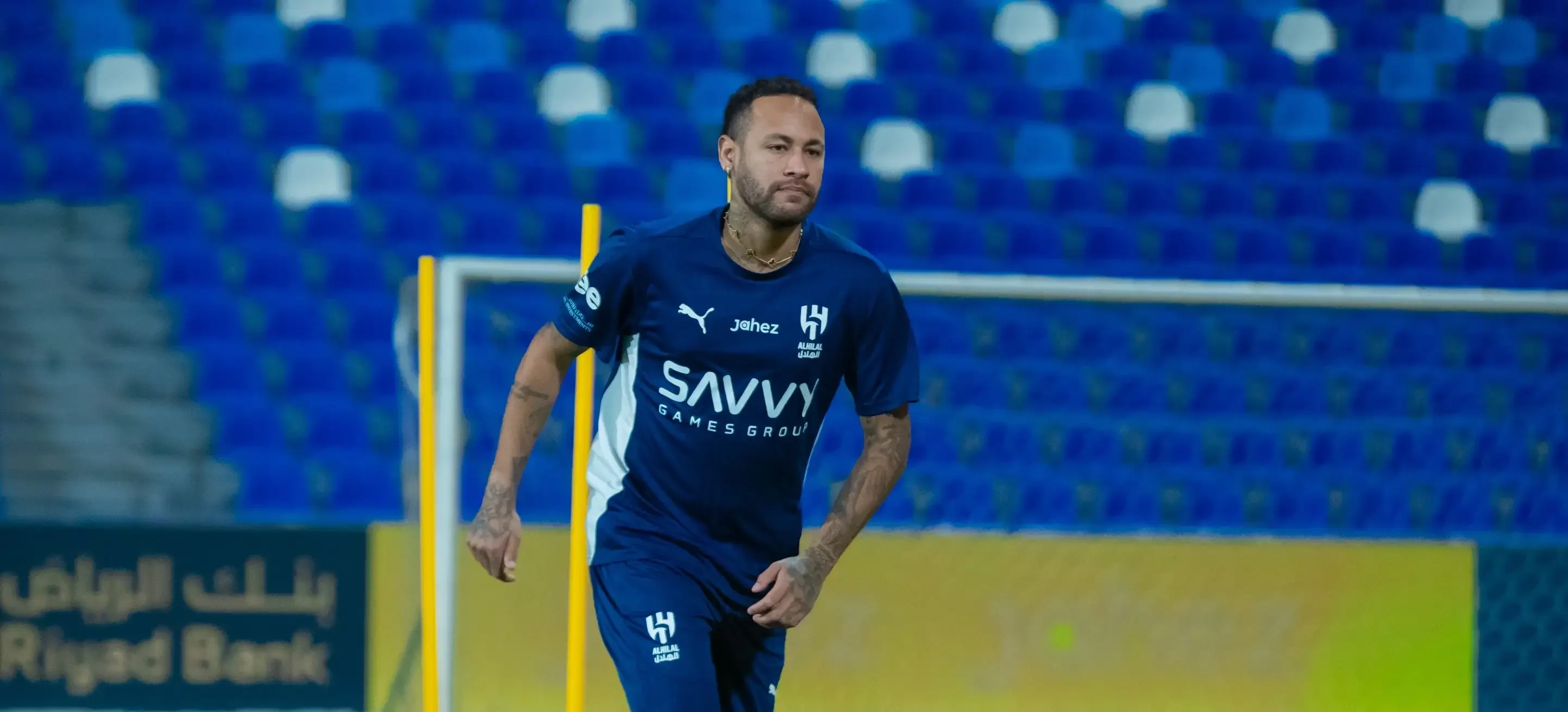 Imagem de Neymar em treino na pr&eacute;-temporada do Al-Hilal