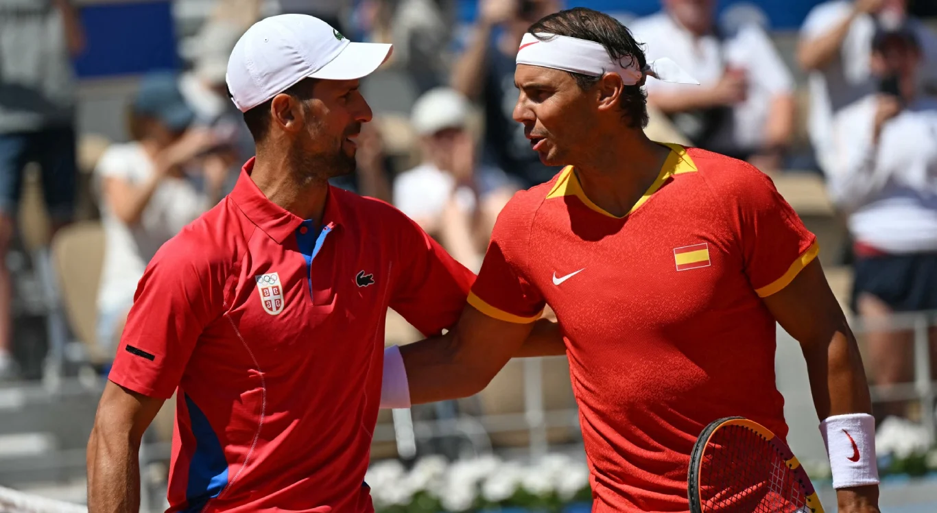 Imagem de Novak Djokovic e Rafael Nadal nas Olimpíadas