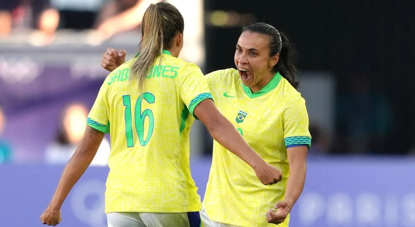 Imagem de Marta, jogadora do Brasil e que cumpre suspens&atilde;o na partida contra a Espanha