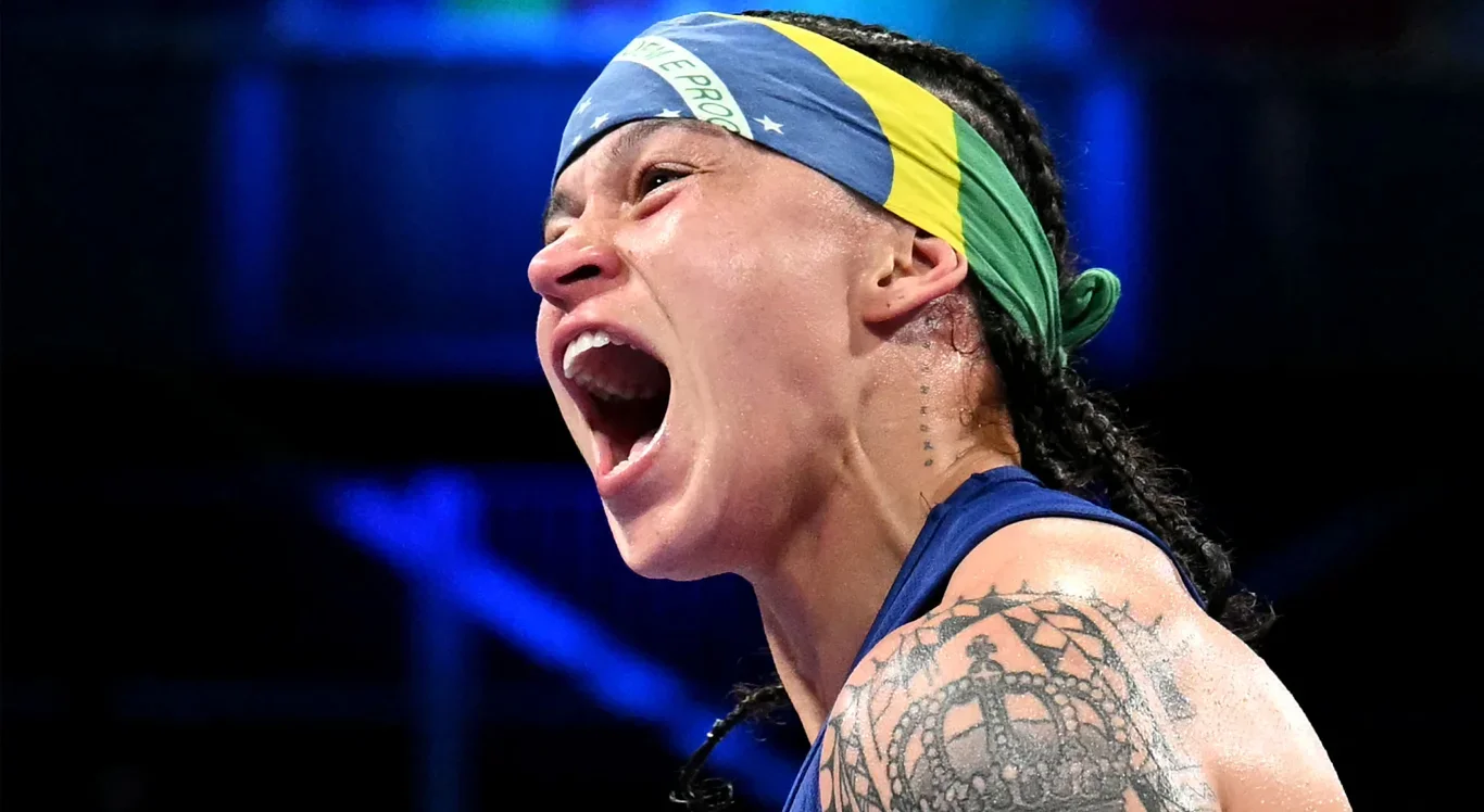 Imagem de Bia Ferreira em a&ccedil;&atilde;o nos Jogos de Paris 2024