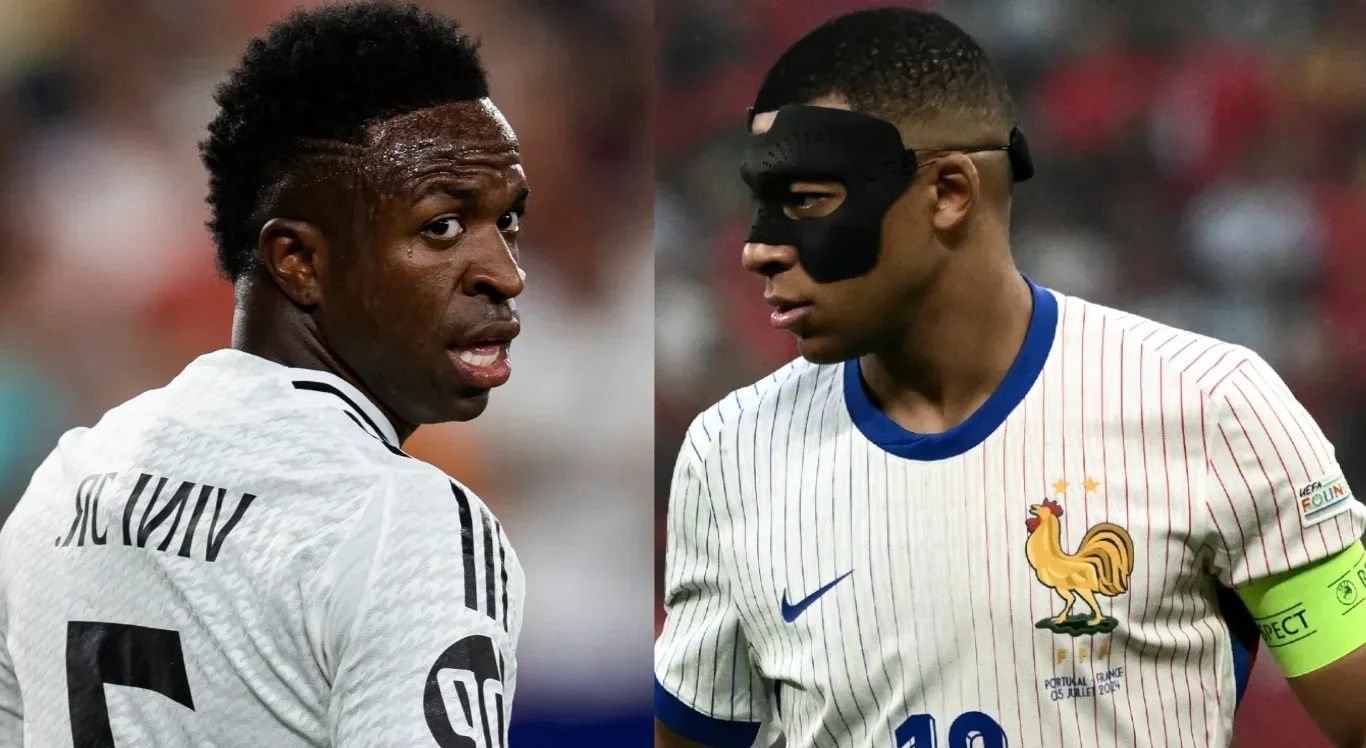 Imagem de Vinicius Júnior e Kylian Mbappé