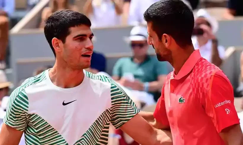 Imagem de Carlos Alcaraz e Novak Djokovic 