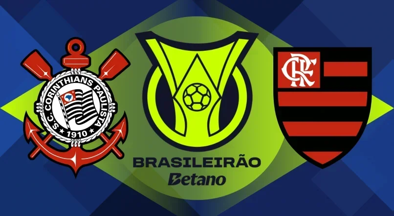 Imagem dos escudos de Corinthians e Flamengo