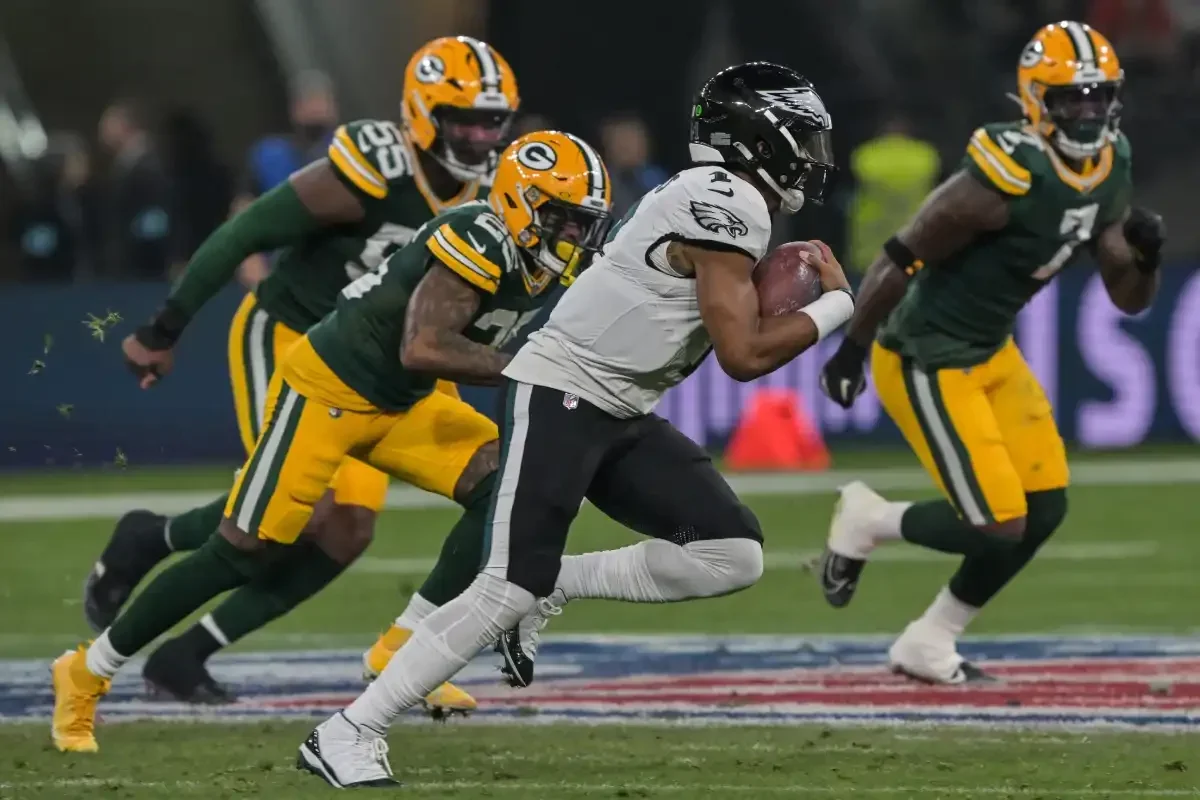 Imagem de Jalen Hurts, jogador do Philadelphia Eagles