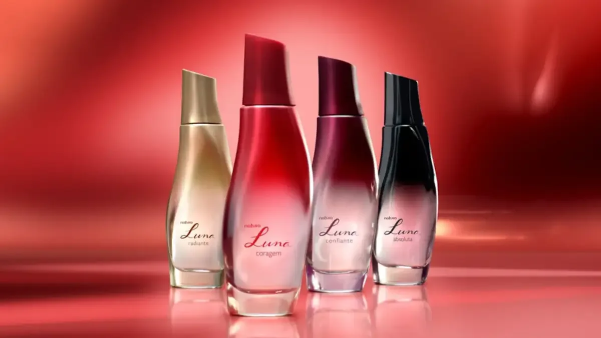 Imagem dos perfumes da linha Luna, da Natura