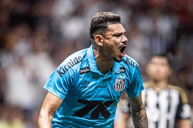 Tiquinho Soares comemora gol pelo Santos