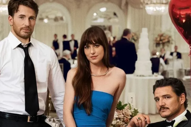 Triângulo amoroso contemporâneo com Dakota Johnson, Chris Evans e Pedro Pascal no Prime Video